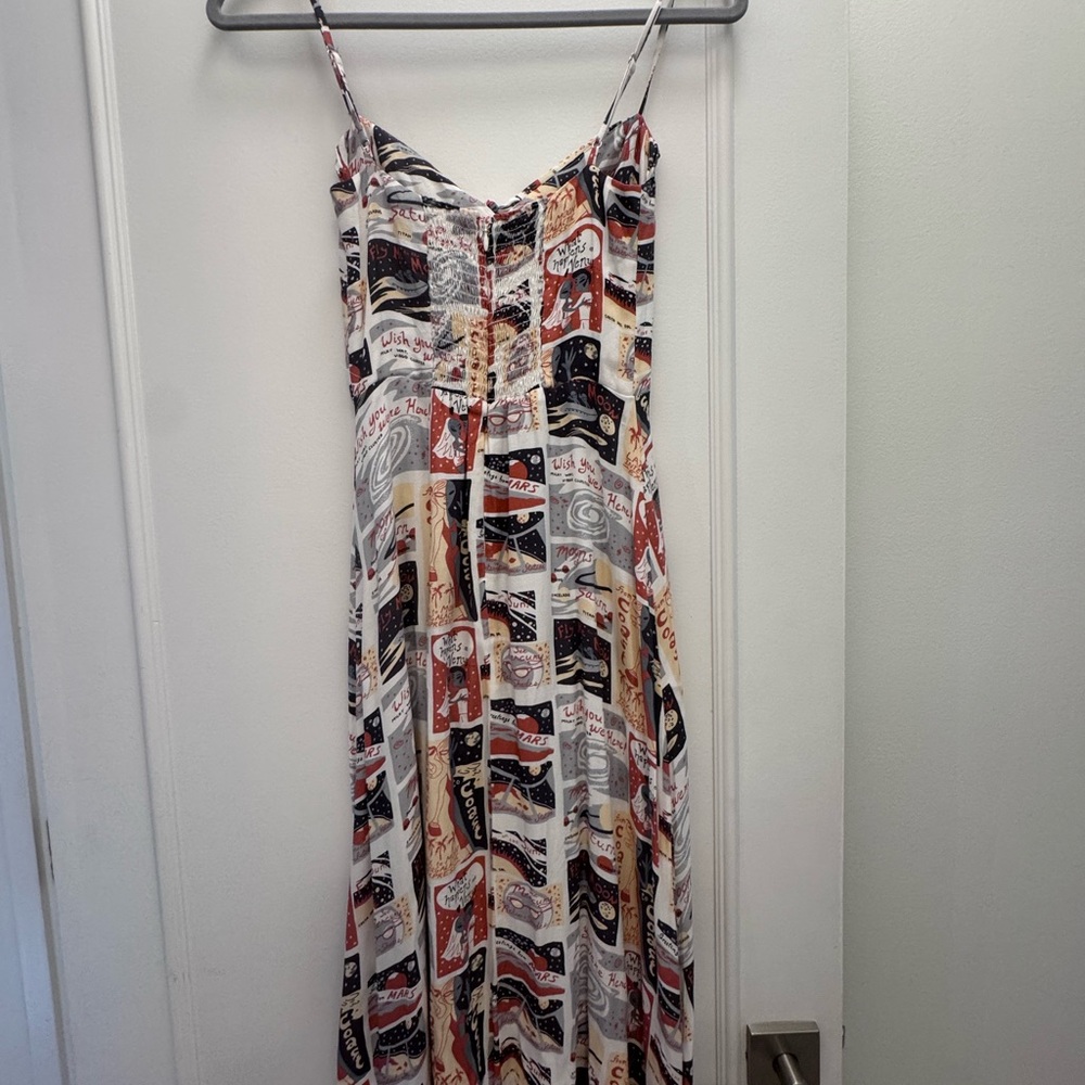 Reformation Cream Red Orange Spaghetti Strap Sundress